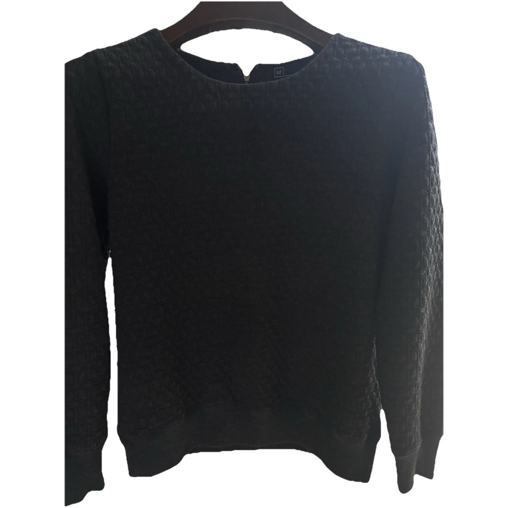 Gap Womens Sweatshirt Large Long Sleeve Pullover Comfort Exposed Zipper Textured